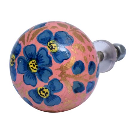 Hand Pinted Water Lily Indian Kashmiri Cabinet Knobs